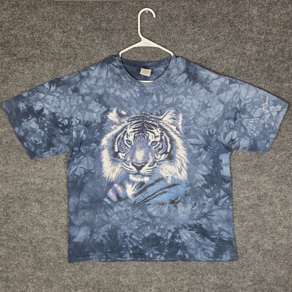 Vintage Back To Earth White Tiger Tie Dye T Shirt USA Made XL 90s Nature Animal
